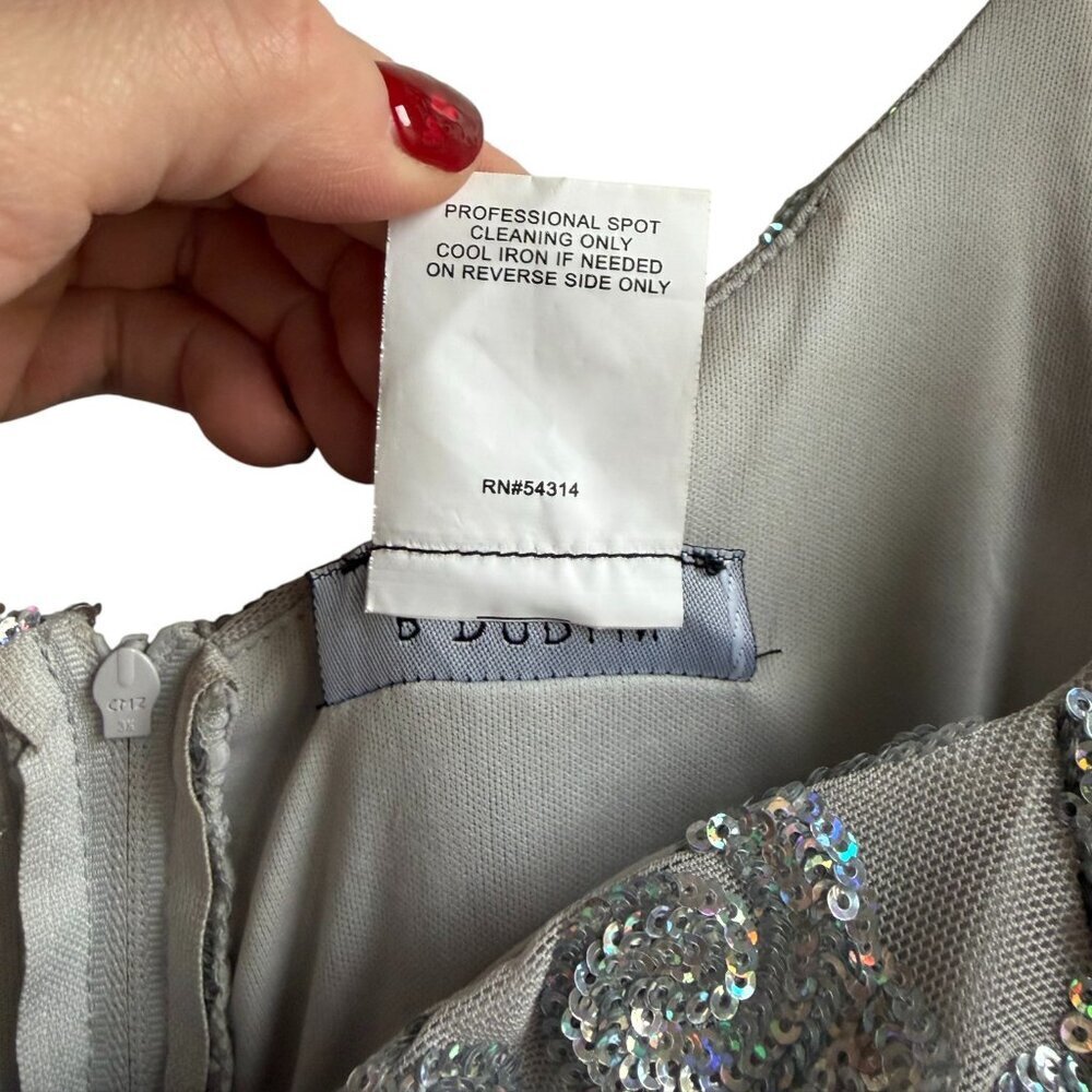 B. Darlin Formal Silver Sequin Bodycon Mini Dress Formal Homecoming - Picture 8 of 9
